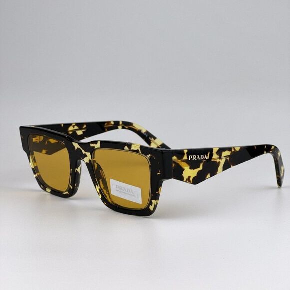 NEW Prada PRA06S 16O10C Tortoise Black Malt Yellow Square Unisex Sunglasses - Picture 9 of 13